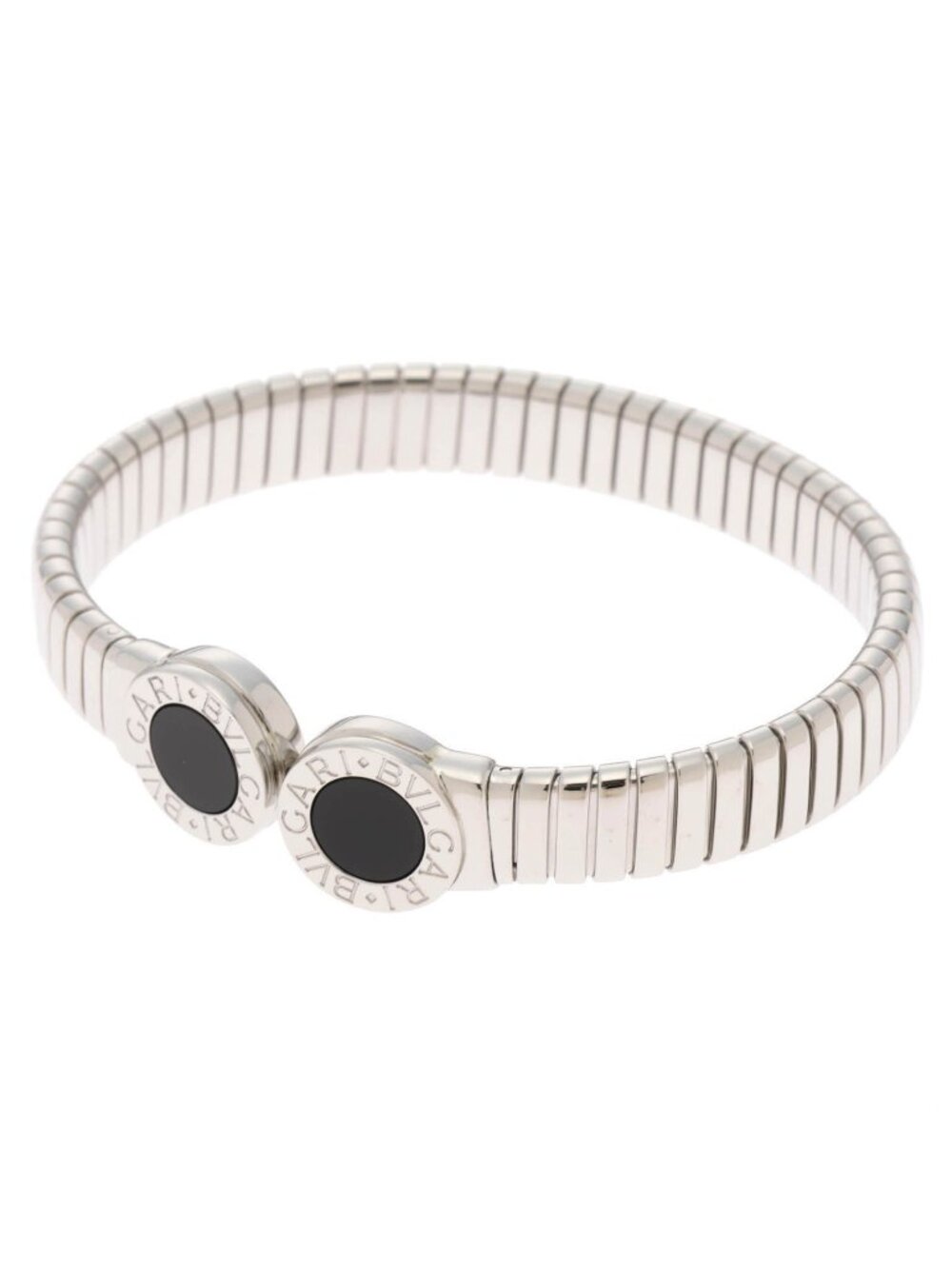 Bvlgari Tubogas Bangle Bracelet Stainless Steel M Onyx
